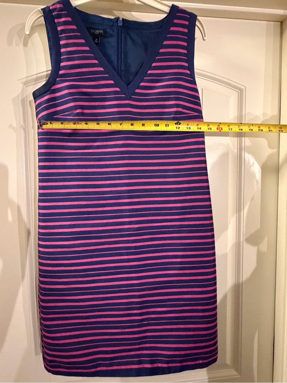 Talbots Navy and Pink Striped Sleeveless Mini Dress